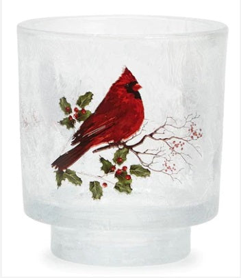 Holiday Tweet Frosted Cachepot / Tealight Holder - Red Two's Company