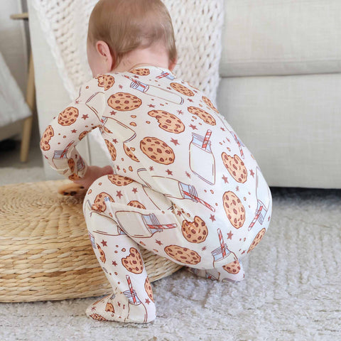 Cookie Cuddles Zipper Footie: 0-3 months Caden Lane