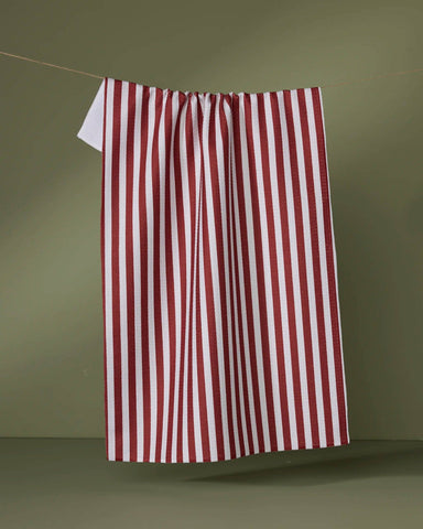 Ribbon Red Tea Towel Geometry