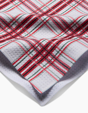 Candy Cane Plaid Tea Towel Geometry