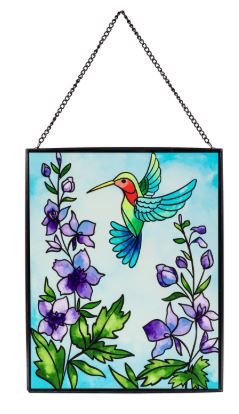Hummingbird Stained Glass Wall Décor, 8" L x 10" H Evergreen Enterprises