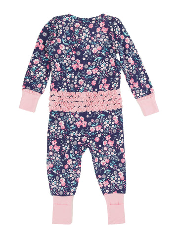 SoftSnooze™ Baby Girls Bamboo Viscose Moonlit Meadow Convertible Ruffle One Piece Footie Pajama
: Navy / Newborn RuffleButts + RuggedButts