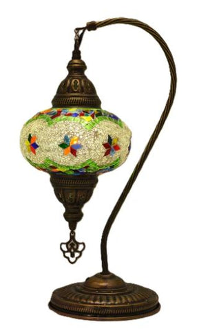 7" Pressed Mosaic Shade Round "Gooseneck" Table Lamp - Touch Base - Bulb Included Import Corner