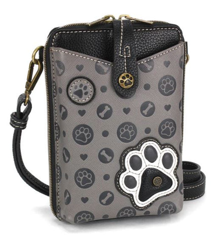 Snap Crossbody - Paw Print - gray Chala Handbags
