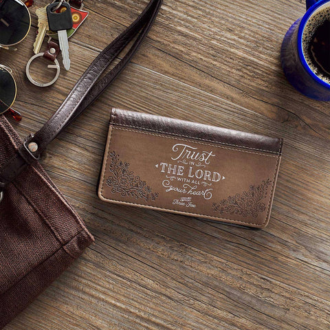 Checkbook Wallet Brown Two-tone Trust In The Lord Prov 3:5-6 Christian Art Gifts