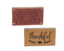 Thankful Sign (2 Asst) 7"L x 4"H MDF Melrose