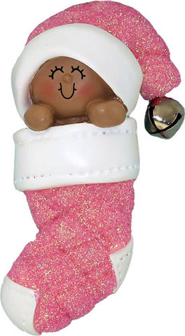 Baby in Stocking: Blue / Caucasian Ornament Central