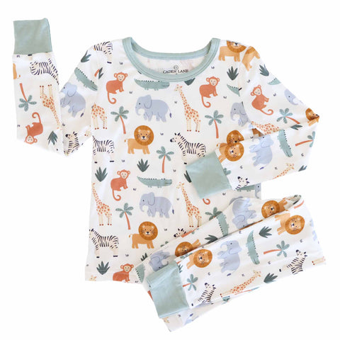 Safari Snuggles Two Piece Pajama Set: 2T Caden Lane