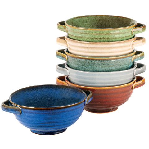 Reactive Glaze Set of 6 Soup Crocks Certified International