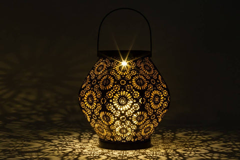 Metal Daisy 7.9" Outdoor Solar Lantern - Black Allsop Home & Garden
