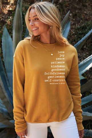 THE FRUIT OF THE SPIRIT Graphic Sweatshirt: WHITE HEATHER / L OAT COLLECTIVE