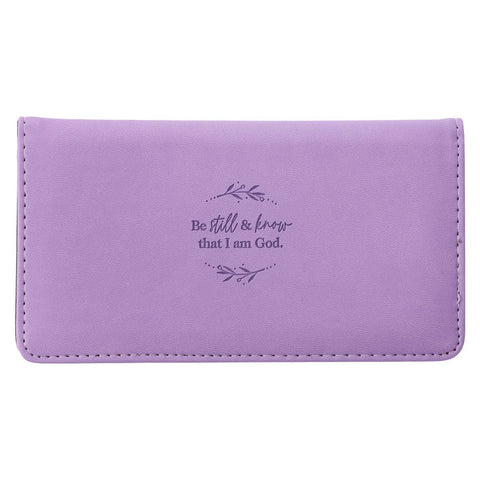 Checkbook Wallet Purple Be Still & Know Ps. 46:10 Christian Art Gifts