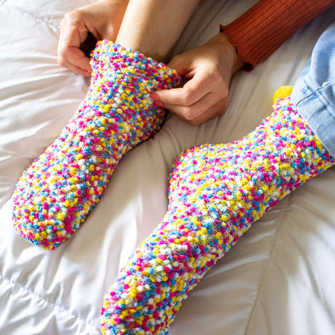 Cozy Cupcake Socks | 9 Colors: Navy (Plain) Daisy Dunes