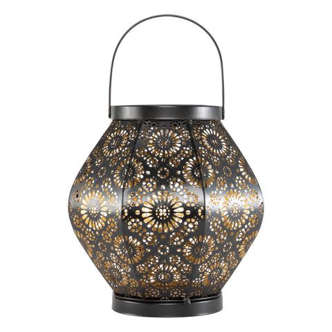 Metal Daisy 7.9" Outdoor Solar Lantern - Black Allsop Home & Garden