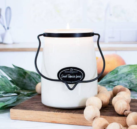 22 oz Butter Jar Candle: Sweet Tobacco Leaves Milkhouse Candle Company