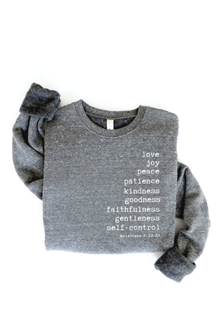THE FRUIT OF THE SPIRIT Graphic Sweatshirt: WHITE HEATHER / L OAT COLLECTIVE