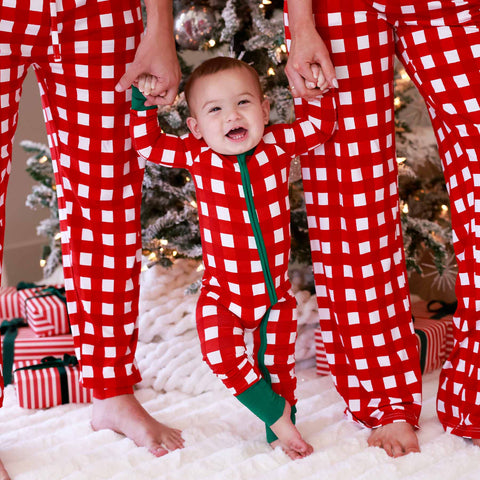Christmas Bamboo Convertible Zip Rompers: Bow What Fun / 12-18 months Caden Lane