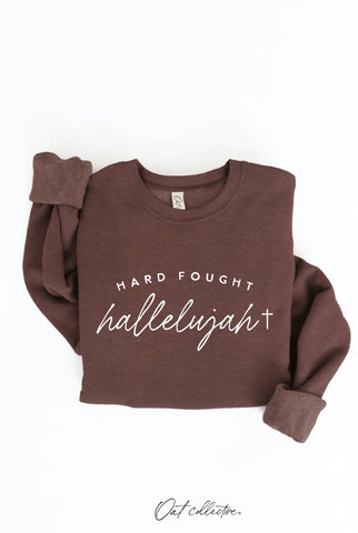 HARD FOUGHT HALLELUJAH Graphic Sweatshirt : VINTAGE WHITE LONG SLEEVE / L OAT COLLECTIVE