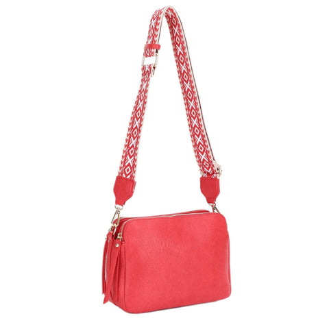 EJ60197 Mila 3 Compartment Crossbody Bag With Guitar Strap: Ivory MiMi Wholesale