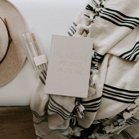She Believed She Could Fabric Journal - Home Decor & Gifts Sweet Water Decor