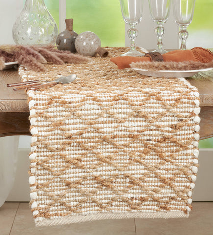 Diamond Chindi Runner: Ivory / 16"x72" Saro Lifestyle