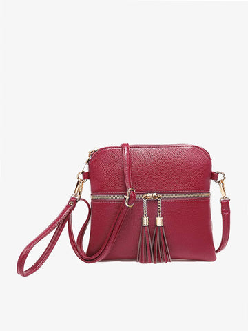 M1785 Tara Double Zip Crossbody Bag/Wristlet: Black/Brown Jen & Co.