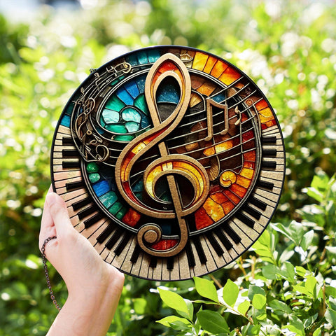 Musical Stained Glass Suncatcher, Ideal Gift for Musicians: 6in NVC Ecommerce LLC