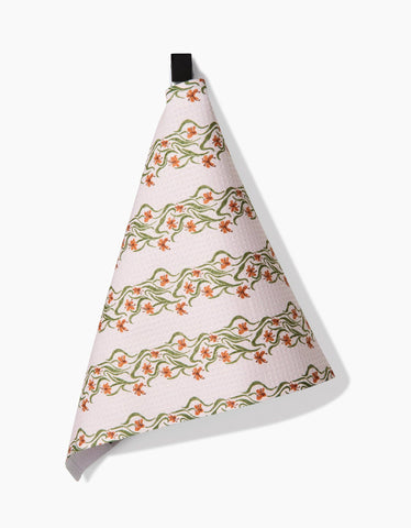 Floral Fall Stripe Bar Towel Geometry