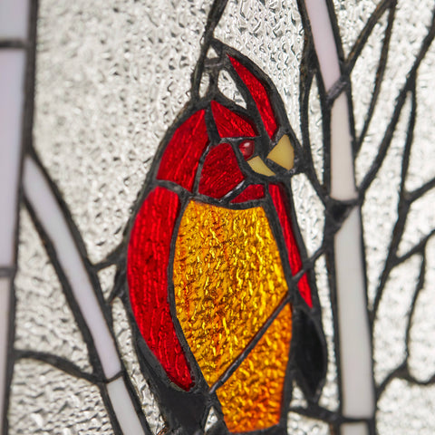 18.5"H Annabelle Red Cardinal Stained Glass Window Panel River of Goods
