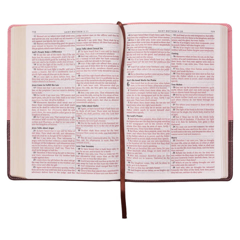 KJV Bible Thinline LP Faux Leather, Brown/Pink Christian Art Gifts