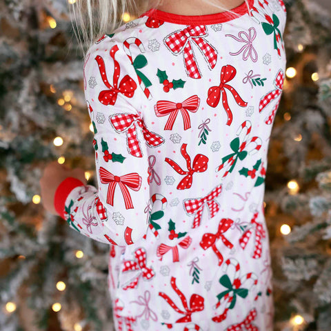 Bow What Fun Two Piece Pajama Set: 4T Caden Lane