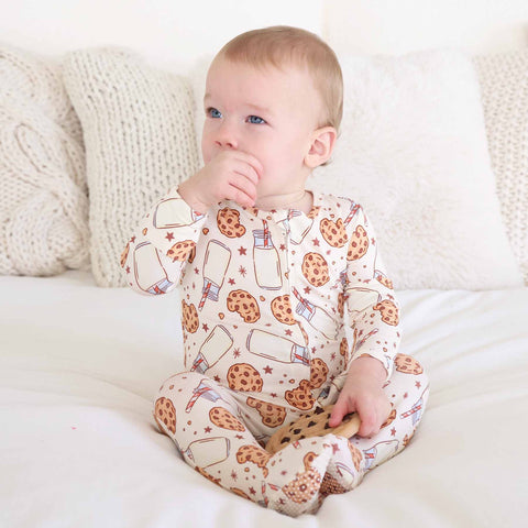 Cookie Cuddles Zipper Footie: 0-3 months Caden Lane