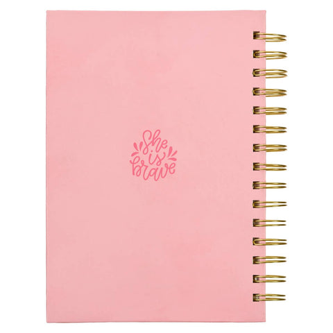 Journal Wirebound Pink She is Brave Christian Art Gifts