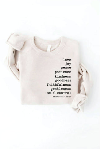 THE FRUIT OF THE SPIRIT Graphic Sweatshirt: WHITE HEATHER / S OAT COLLECTIVE