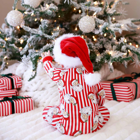 Christmas Bamboo Convertible Zip Rompers: Bow What Fun / 0-3 months Caden Lane