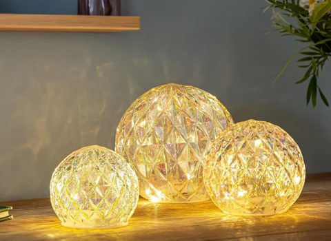 What She Shed LED Table Decor Glass Round Iridescent (Small) Evergreen Enterprises