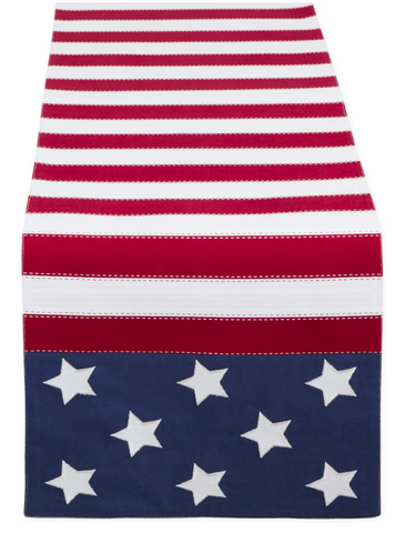 Americana Flag Embellished Table Runner Design Imports