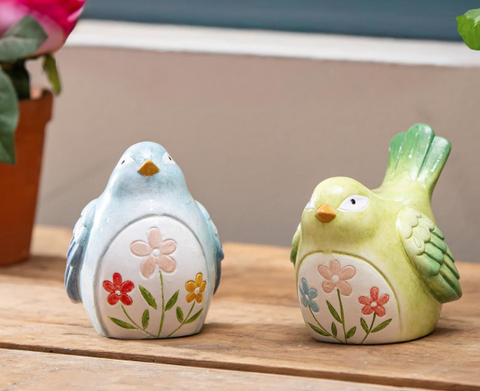 What She Shed Table Decor Ceramic Floral Bird Evergreen Enterprises