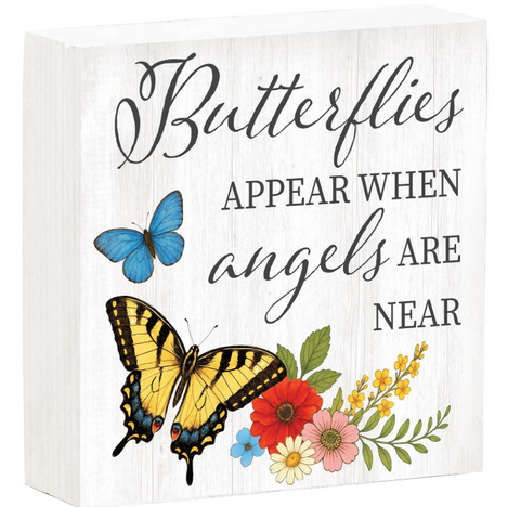 Memorial Butterfly Sign Wood Block,"Butterflies Ap Evergreen Enterprises