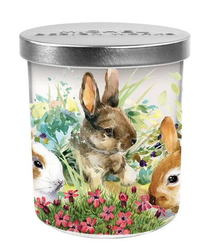 Bunny Meadow Candle Jar with Lid Michel Design Works