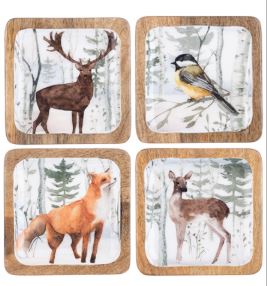 ANIMAL TIDBIT TRAY 4PCPK MNGWD Ganz