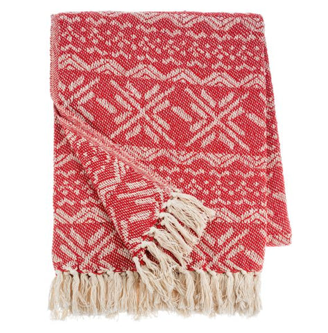 Woven Red Snowflake Throw Ganz