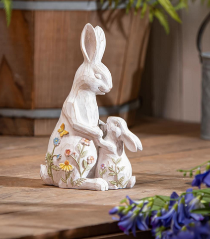 Resin Bunny Family Statue Evergreen Enterprises