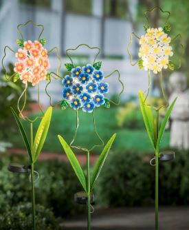 36" Solar Floral Memorial  Garden Stake, 3 Asst, 4 of each, 12 Piece CDU Evergreen Enterprises