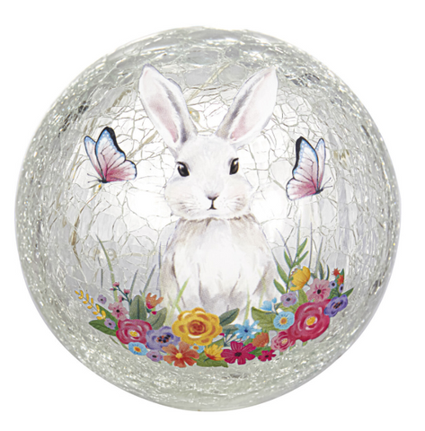 4" LED Hand Painted Crackled Glass Globe Table Decoration Evergreen Enterprises