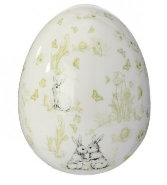 7" DOLOMITE BUNNY TOILE EGG Regency International