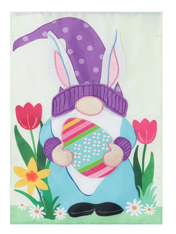 Easter Gnome Bunny Ears Garden Applique Flag Evergreen Enterprises