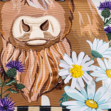 Highland Cow Welcome Friends Applique Garden Flag - Treehouse Gift & Home - Onalaska Wisconsin