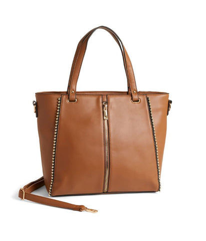 Jenna Studded Tote + Crossbody -  Cognac TGB Brands