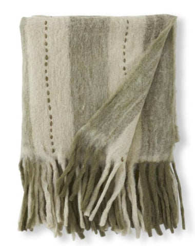 60 Inch Gray & Cream Handloom Woven Striped Throw Blanket w/ Fringe Treehouse Gift & Home
